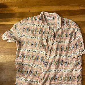 Vintage silk fan button down shirt